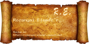 Rozsnyai Elemér névjegykártya